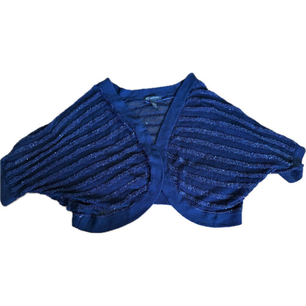INC International Ribbed Shrug Women’s Plus Size 3X Blue Sequin Cropped Cover Up